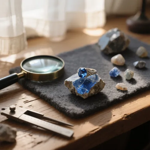 Gemologist using spectrophotometer to measure sapphire color variations